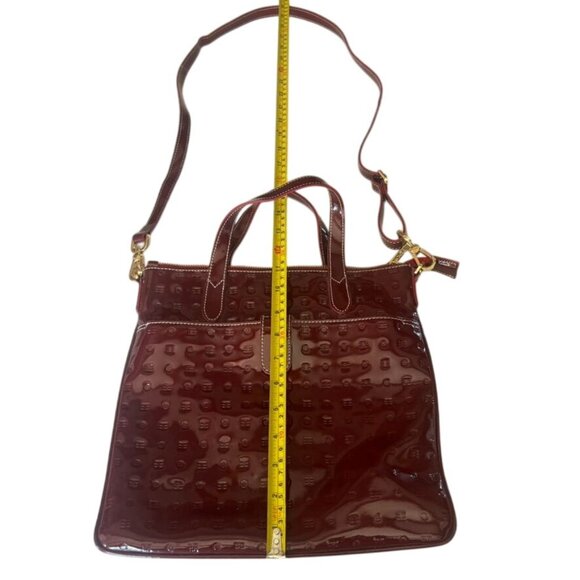 Arcadia Dark Red Embossed Patent Leather Crossbody Shoulder Bag Italy - Picture 6 of 8